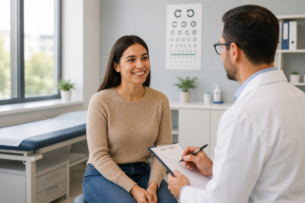 Paciente realizando examen médico para la licencia de conducción en un CRC
