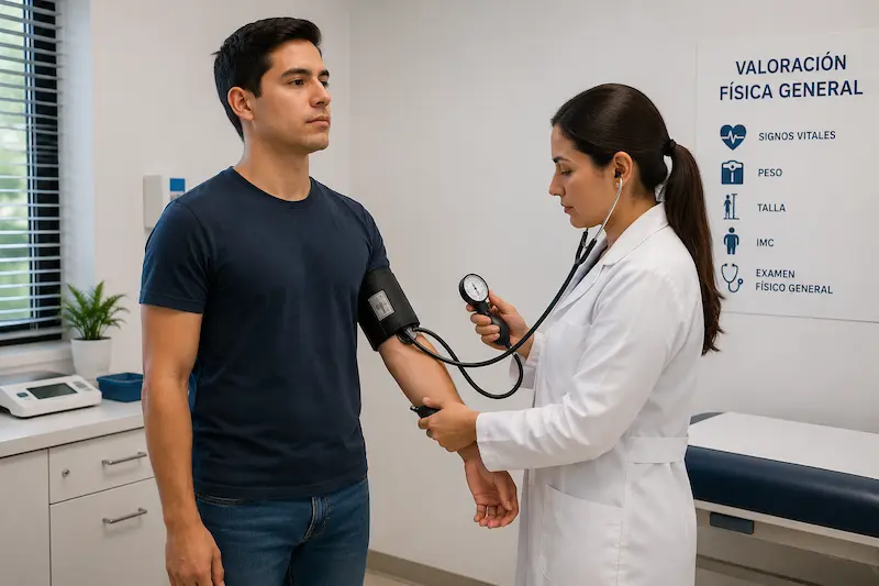 Valoración física general para licencia de conducción en un CRC