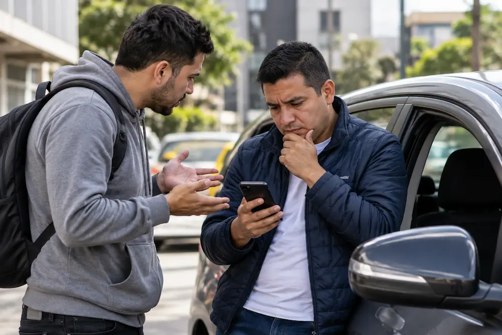 conversacion tensa por que conductor lo bloquearon en su aplicacion de trabajo